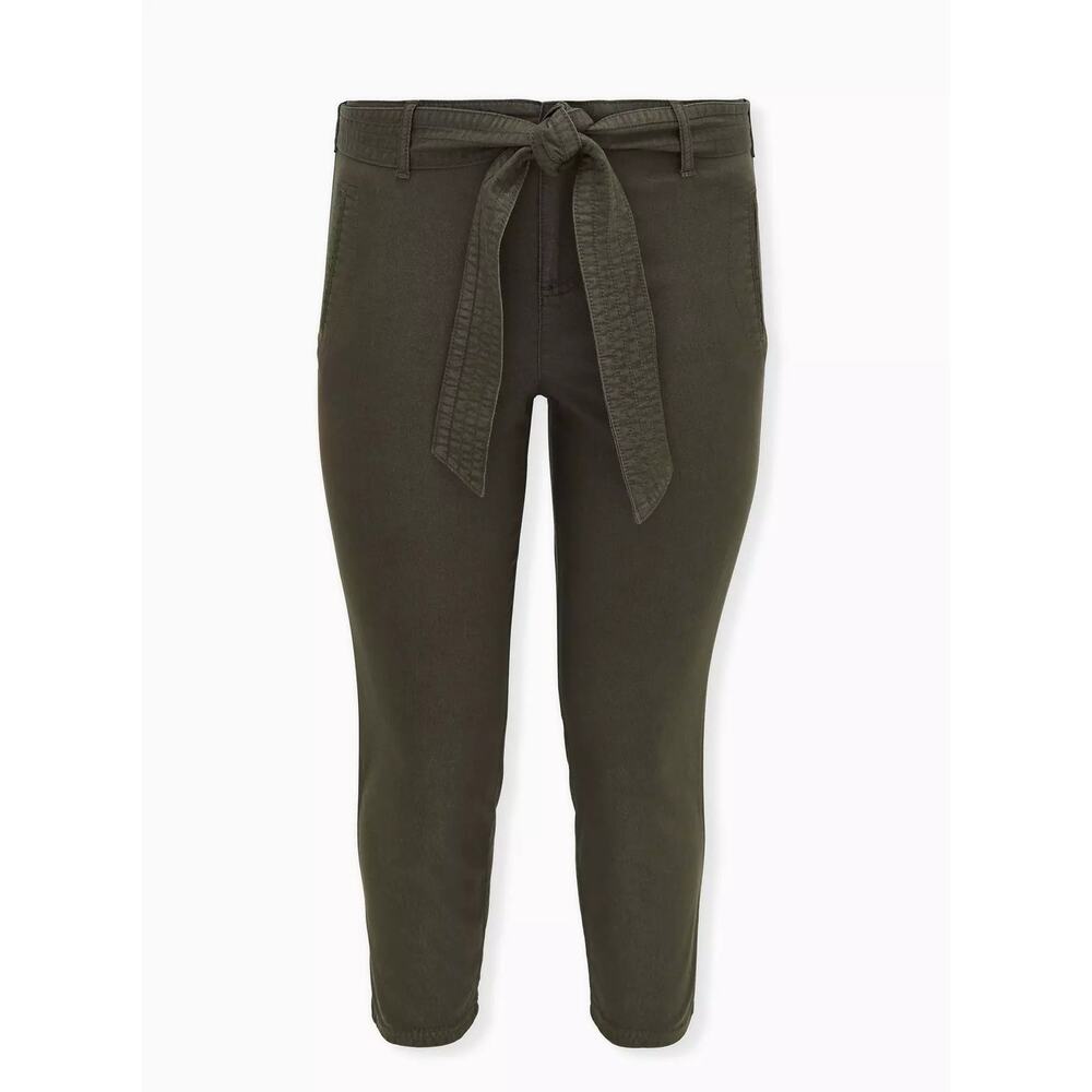 Torrid Green Tie-Front Mid-Rise Crop Skinny Pants - Size 24 - Picture 2 of 10